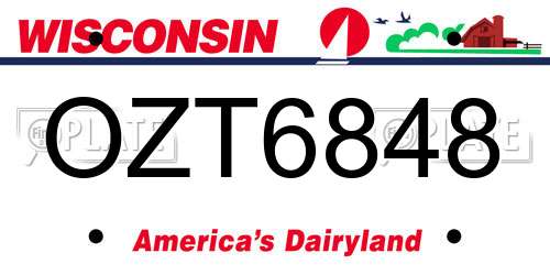 OZT6848 Wisconsin License Plate