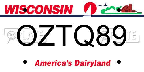 OZTQ89 Wisconsin License Plate
