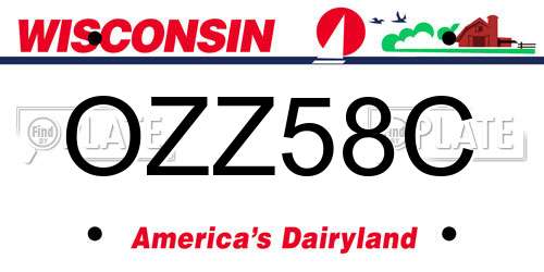 OZZ58C Wisconsin License Plate