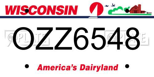 OZZ6548 Wisconsin License Plate