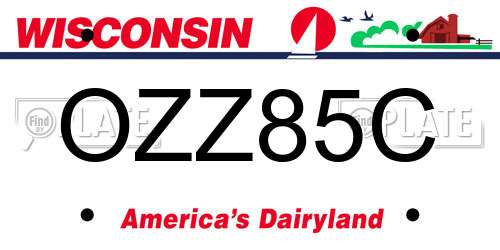 OZZ85C Wisconsin License Plate