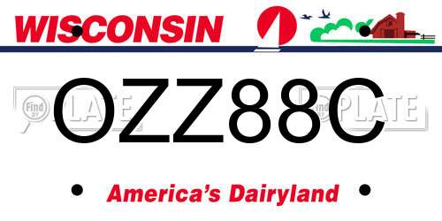 OZZ88C Wisconsin License Plate