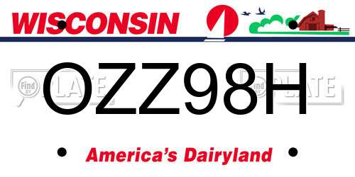 OZZ98H Wisconsin License Plate