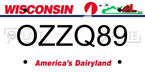 OZZQ89 Wisconsin License Plate