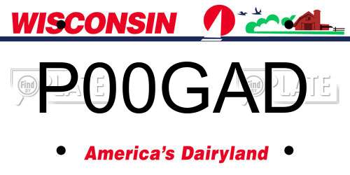 P00GAD Wisconsin License Plate