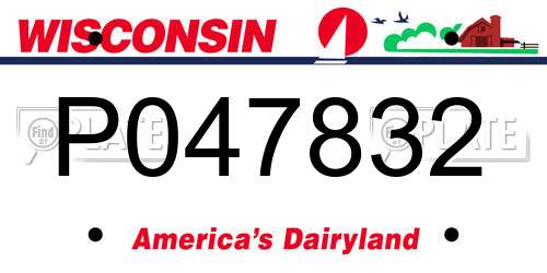 P047832 Wisconsin License Plate