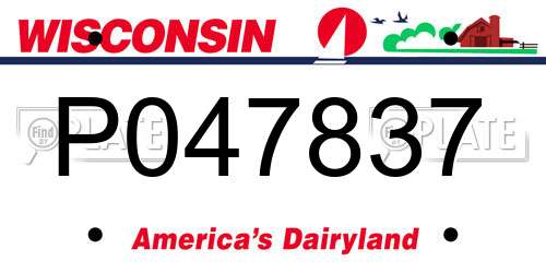 P047837 Wisconsin License Plate