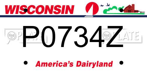 P0734Z Wisconsin License Plate