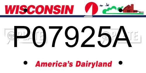 P07925A Wisconsin License Plate