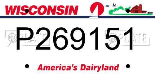 P269151 Wisconsin License Plate