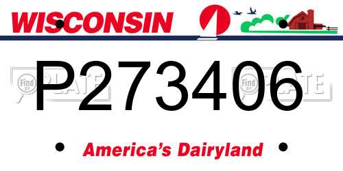 P273406 Wisconsin License Plate