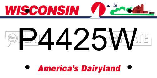 P4425W Wisconsin License Plate