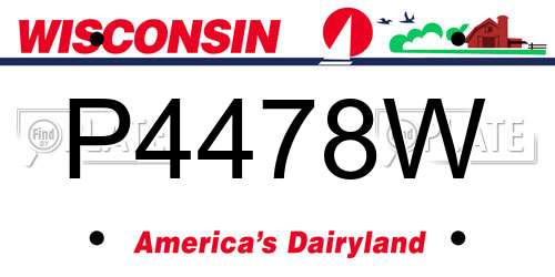 P4478W Wisconsin License Plate