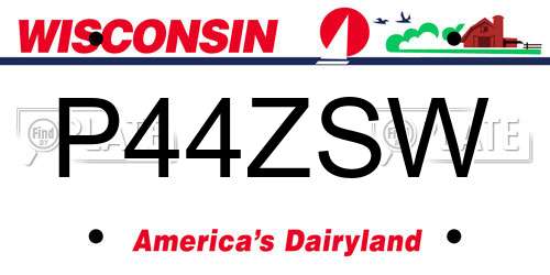 P44ZSW Wisconsin License Plate