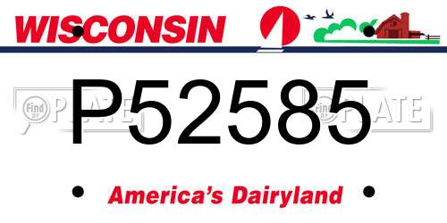 P52585 Wisconsin License Plate