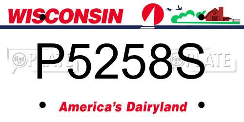P5258S Wisconsin License Plate