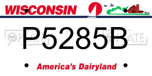 P5285B Wisconsin License Plate