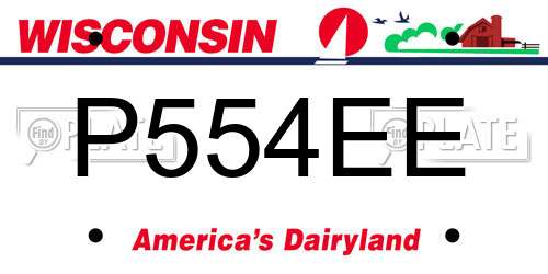 P554EE Wisconsin License Plate