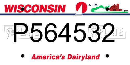 P564532 Wisconsin License Plate