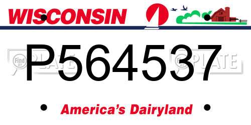 P564537 Wisconsin License Plate