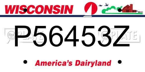 P56453Z Wisconsin License Plate