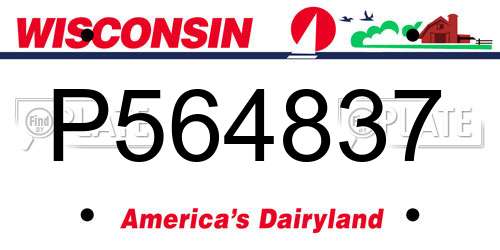 P564837 Wisconsin License Plate