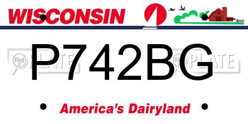 P742BG Wisconsin License Plate