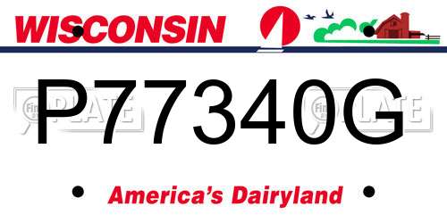 P77340G Wisconsin License Plate