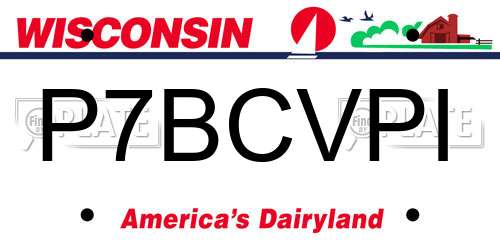 P7BCVPI Wisconsin License Plate