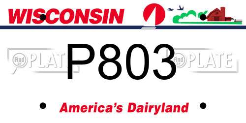 P803 Wisconsin License Plate