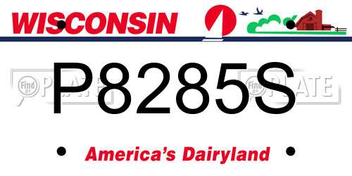 P8285S Wisconsin License Plate