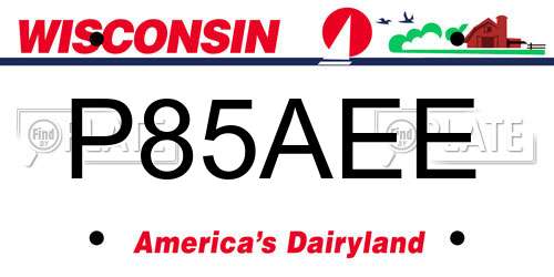 P85AEE Wisconsin License Plate