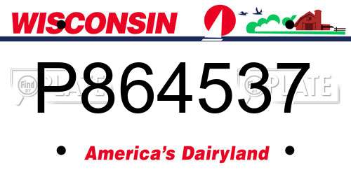 P864537 Wisconsin License Plate