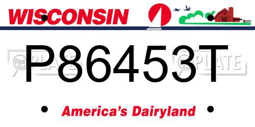 P86453T Wisconsin License Plate