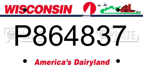 P864837 Wisconsin License Plate