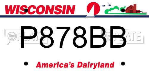 P878BB Wisconsin License Plate
