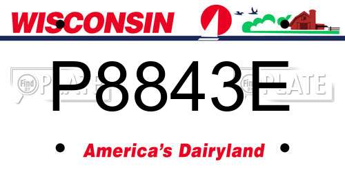 P8843E Wisconsin License Plate