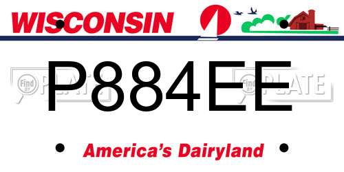 P884EE Wisconsin License Plate
