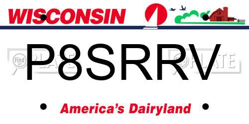 P8SRRV Wisconsin License Plate