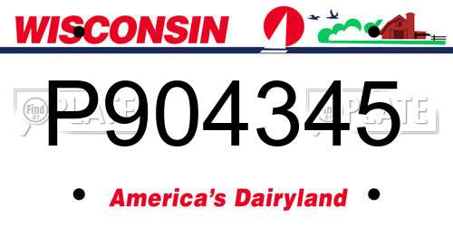 P904345 Wisconsin License Plate