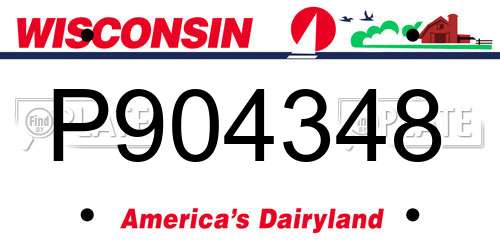 P904348 Wisconsin License Plate