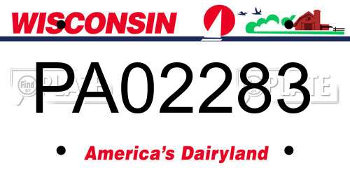 PA02283 Wisconsin License Plate