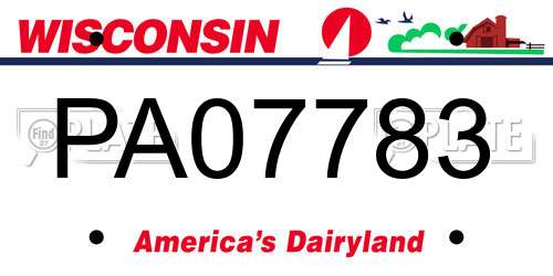 PA07783 Wisconsin License Plate