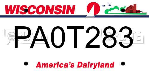 PA0T283 Wisconsin License Plate