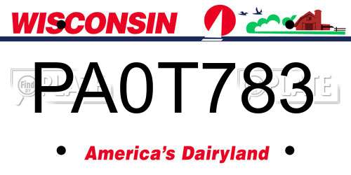 PA0T783 Wisconsin License Plate