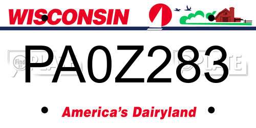 PA0Z283 Wisconsin License Plate