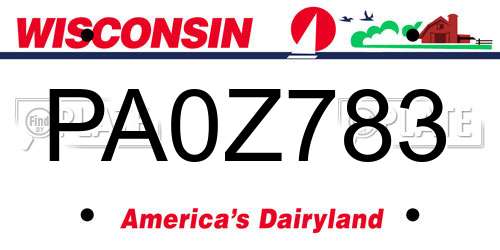 PA0Z783 Wisconsin License Plate