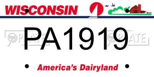 PA1919 Wisconsin License Plate