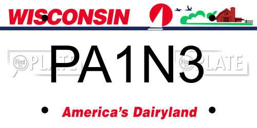 PA1N3 Wisconsin License Plate