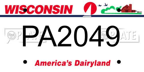 PA2049 Wisconsin License Plate